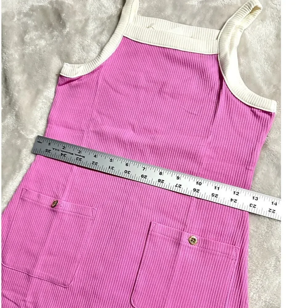 Crewcuts Rib Tank Top Mini Dress Girl's 8 Pink White Vintage Sleeveless NWT